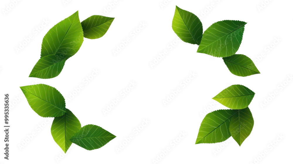 Fresh Green Leaves Border for Background Design ,transparent background Fresh Green Leaves Border for Background Design ,transparent background