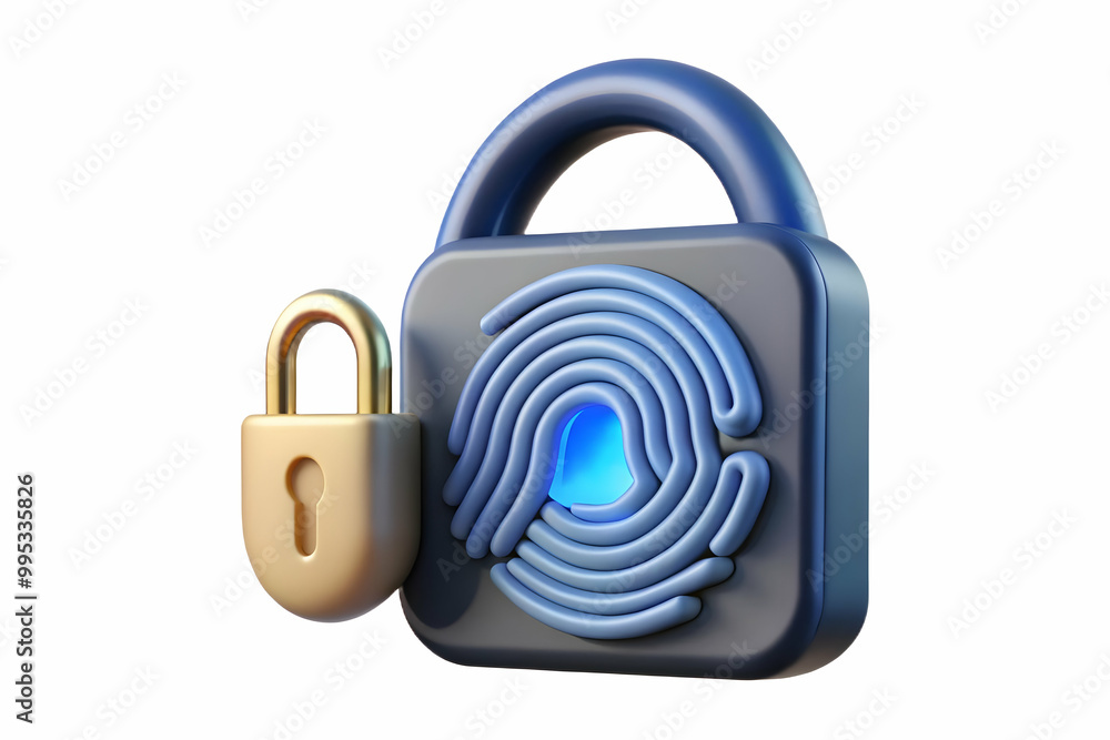 3D Macro Shot of Digital Fingerprint Unlocking Glowing Padlock Symbolizing Security, Personal Rights, and Justice for Human Rights Day 3D Macro Shot of Digital Fingerprint Unlocking Glowing Padlock Symbolizing Security, Personal Rights, and Justice for Human Rights Day