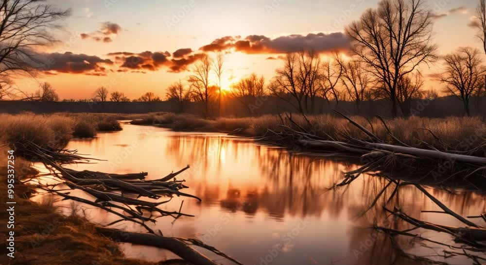 custom made wallpaper toronto digitalthe view of the river and fallen trees at sunset is very beautiful