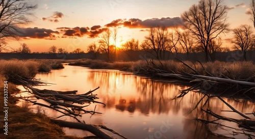 Wallpaper Mural the view of the river and fallen trees at sunset is very beautiful Torontodigital.ca
