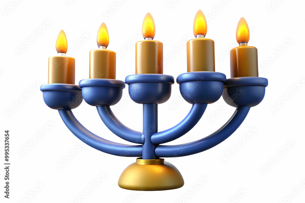 Floating Menorah with Glowing Candles: Futuristic Hanukkah Design on White Background - Captivating Weightless Effect Floating Menorah with Glowing Candles: Futuristic Hanukkah Design on White Background - Captivating Weightless Effect