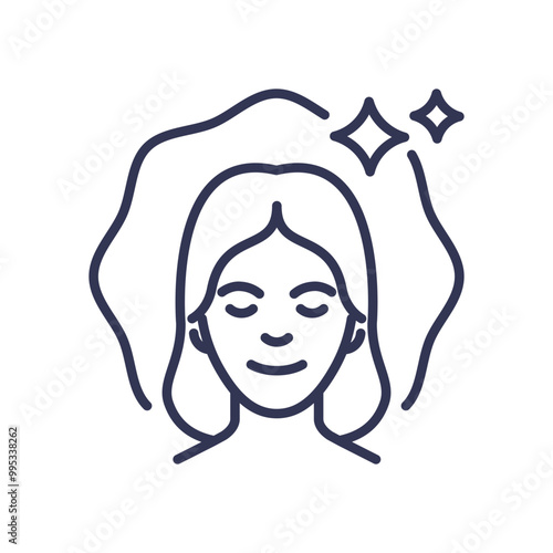 A serene face with closed eyes and stars, symbolizing peace of mind and tranquility.