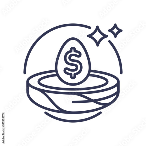 Illustration of a nest with a dollar sign egg, symbolizing financial savings and investment growth.