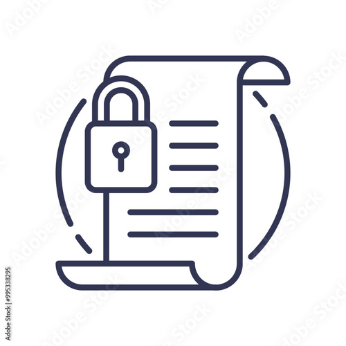 Illustration of a document with a padlock symbolizing policy security and confidentiality.