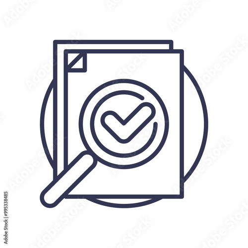 Magnifying glass over documents with a checkmark symbolizing accuracy and verification.