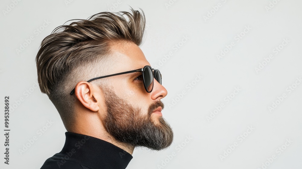 Obraz premium Stylish Young Man with Modern Haircut and Sunglasses
