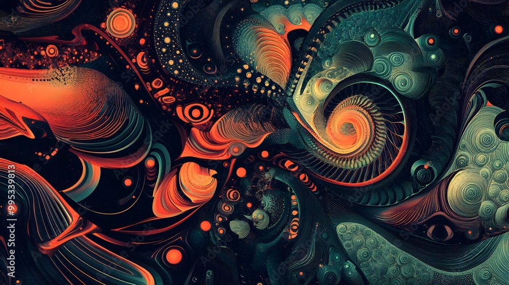 Complex otherworldly design with beautiful organic shapes and precise geometric patterns in contemporary colors Complex otherworldly design with beautiful organic shapes and precise geometric patterns in contemporary colors
