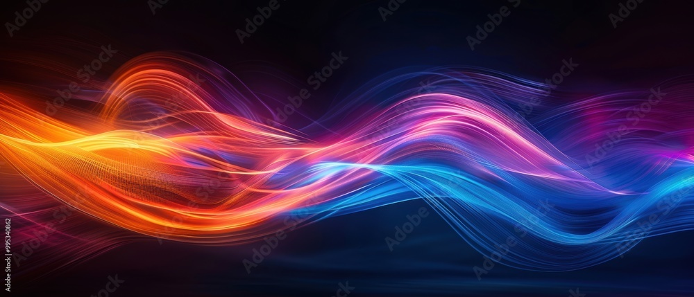 Fototapeta premium Colorful abstract wave patterns on dark background