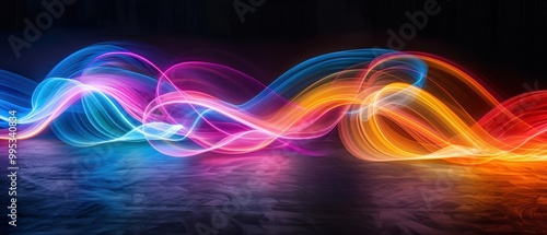 Vibrant Colorful Light Waves on Dark Background