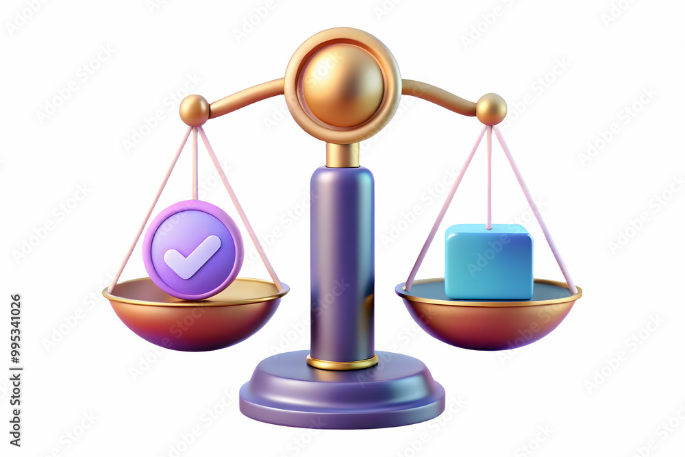 3D Glossy Holographic Balance Scales with Human Rights Badge on White Background - Justice and Equality Concept with Copy Space Below 3D Glossy Holographic Balance Scales with Human Rights Badge on White Background - Justice and Equality Concept with Copy Space Below