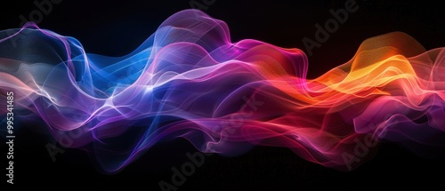 Colorful Abstract Wave of Light on Black Background