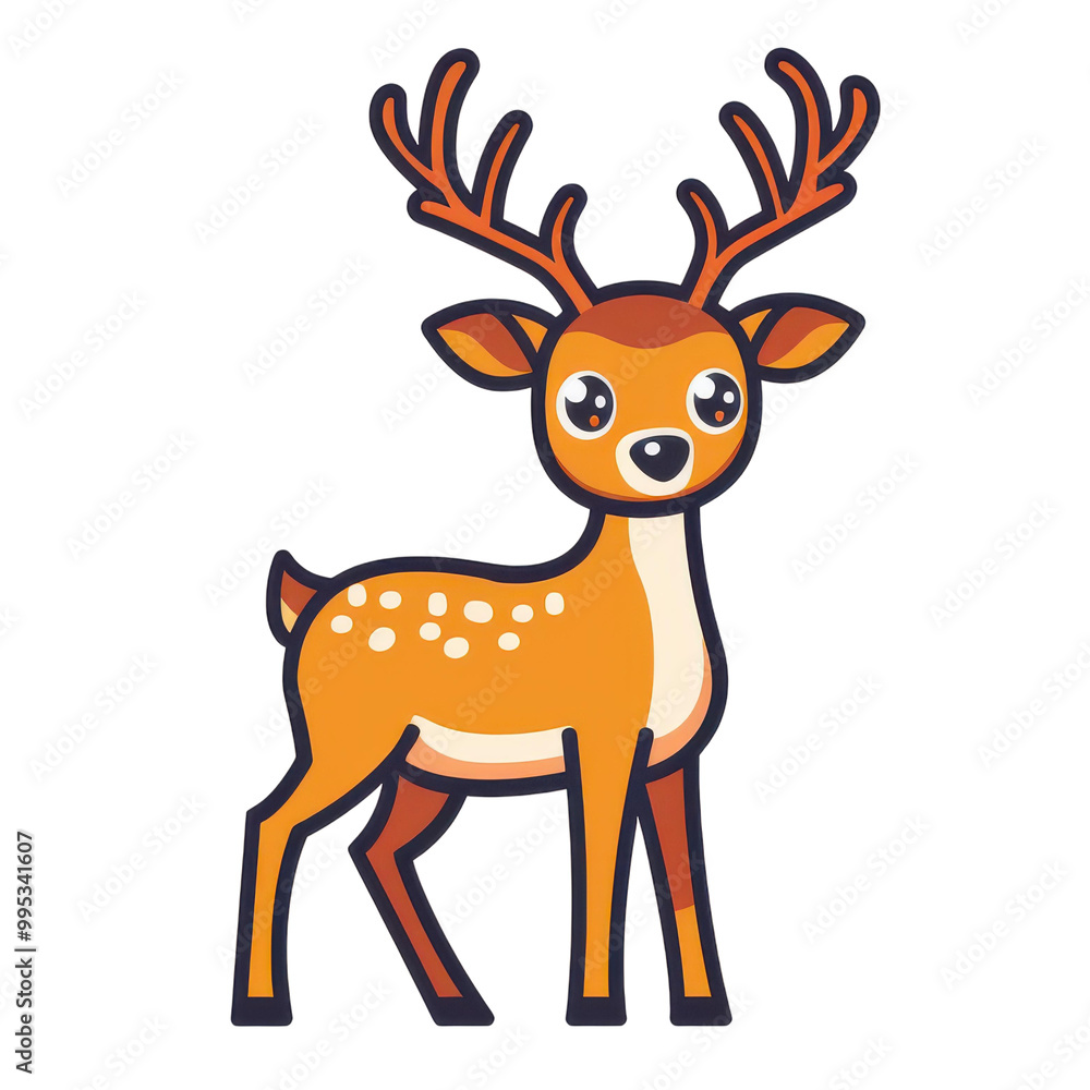 Adorable cartoon deer with big eyes, perfect for childrens books and playful designs. A charming animal illustration to brighten any space. Adorable cartoon deer with big eyes, perfect for childrens books and playful designs. A charming animal illustration to brighten any space.