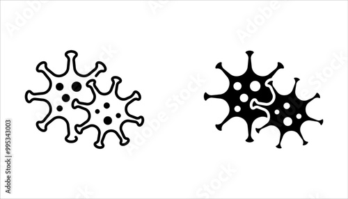 Virus icons set. Linear, silhouette and flat style on white background