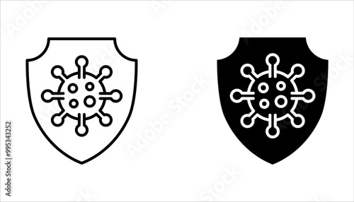 Virus icons set. Linear, silhouette and flat style on white background