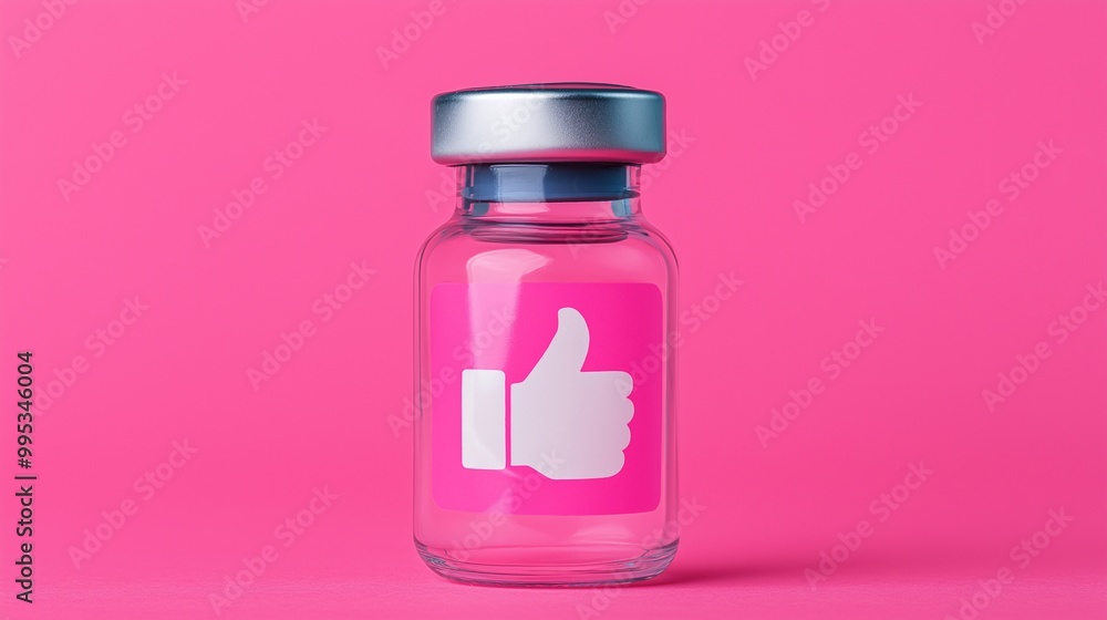 Positive Feedback in a Glass Vial on Pink Background Positive Feedback in a Glass Vial on Pink Background