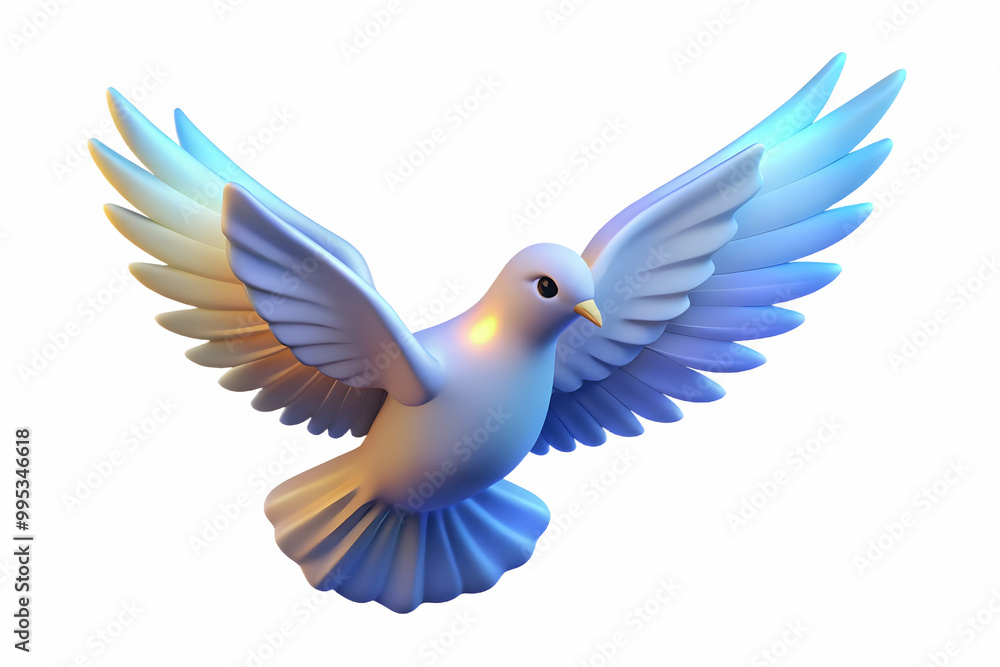 3D Close-Up of a Glowing Dove in Flight: Symbolizing Peace, Freedom & Justice for Human Rights Day with Futuristic Wings 3D Close-Up of a Glowing Dove in Flight: Symbolizing Peace, Freedom & Justice for Human Rights Day with Futuristic Wings