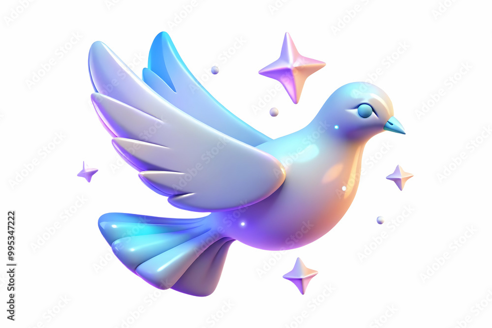 Flat Floating Holographic Dove with Human Rights Symbols - Peace and Equality Concept with Copy Space, Isolated White Background, Medium Focus Vector Illustration Flat Floating Holographic Dove with Human Rights Symbols - Peace and Equality Concept with Copy Space, Isolated White Background, Medium Focus Vector Illustration