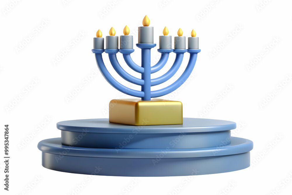 Flat Podium with Glowing Hanukkah Menorah on Top - Festive Design with Ample Copy Space for Smart Business Marketing Flat Podium with Glowing Hanukkah Menorah on Top - Festive Design with Ample Copy Space for Smart Business Marketing