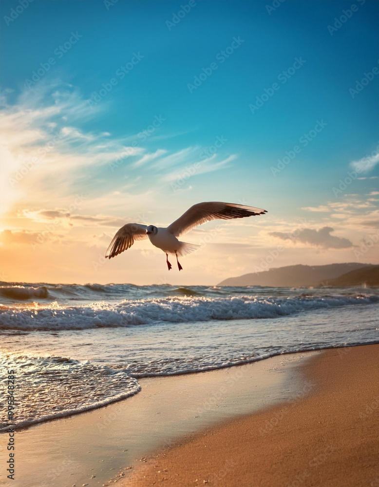 Naklejka premium seagull on the beach