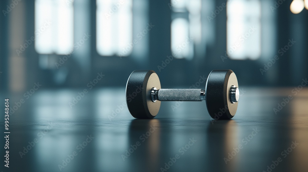 Isolated Dumbbell in Modern Gym Environment Isolated Dumbbell in Modern Gym Environment