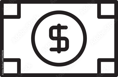 Dollar Bank Line Icon