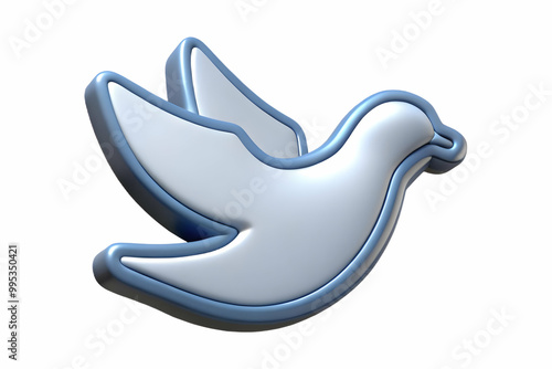 3D Plain Light Grey Background Featuring Dove Outline for Peace Message - Ideal for Human Rights Day, Minimalistic Design with Ample Copy Space photo