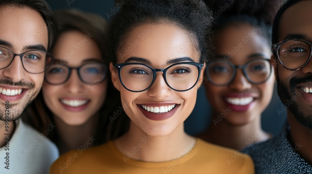 Diverse Group of Friends Smiling with Glasses Diverse Group of Friends Smiling with Glasses