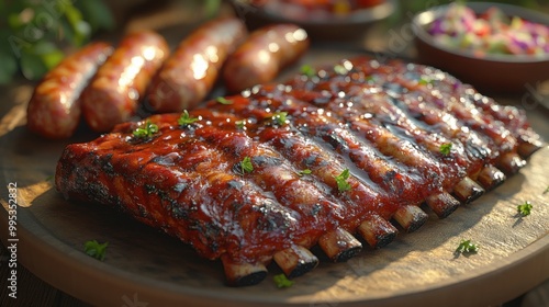 A Mouthwatering Barbecue Platter Featuring Tender Ribs for Culinary Delights