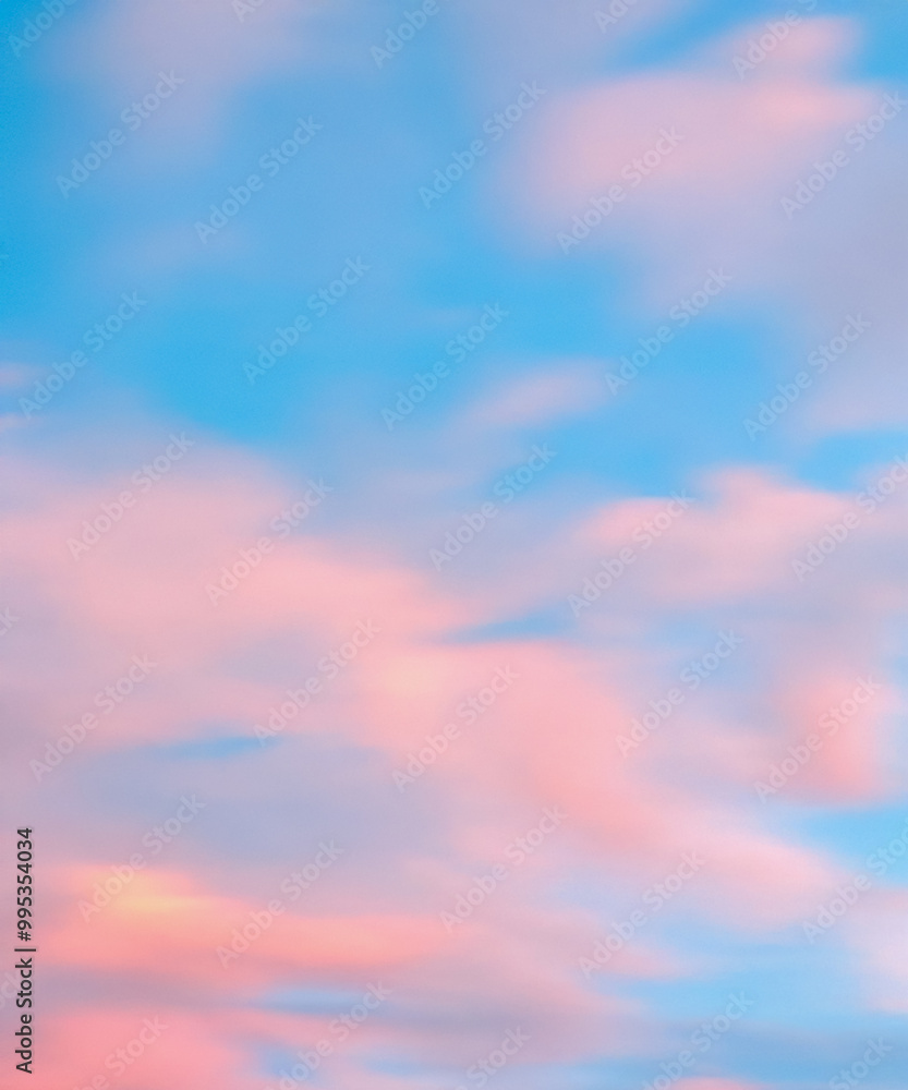 Obraz premium Romantic blue sky background with soft clouds blur motion effect.