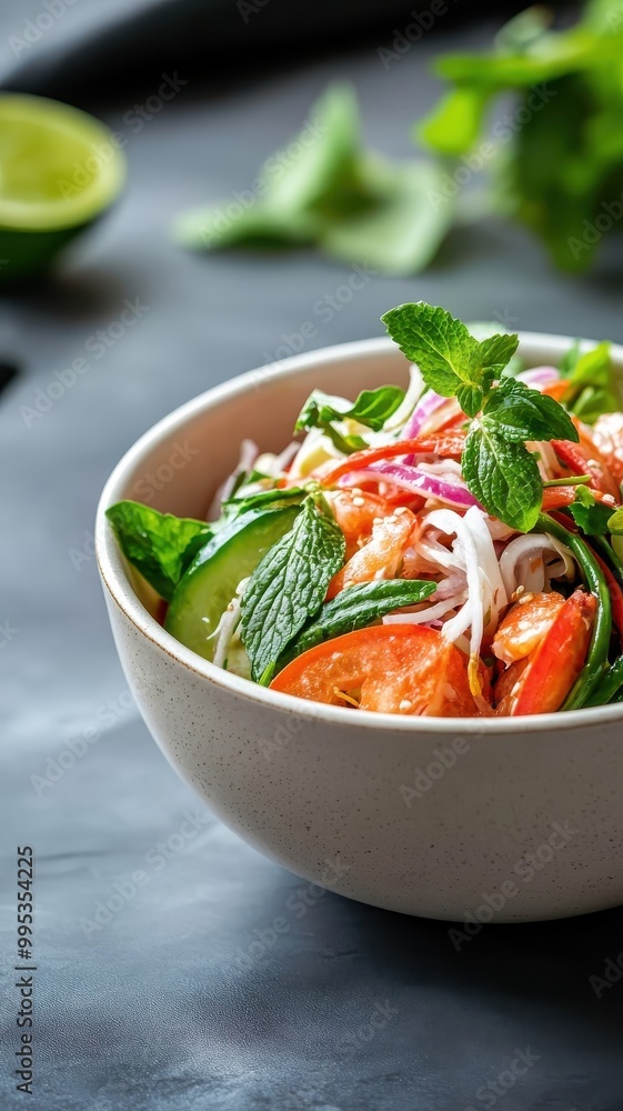 Som Tum isolated on a white background, focusing on the dish’s details. Som Tum isolated on a white background, focusing on the dish’s details.