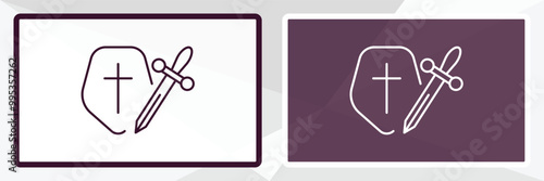 crusade outline icon. Linear vector from religion concept. Thin line white and black crusade icon isolated on white and dark background