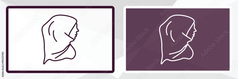 hijab veil outline icon. Linear vector from religion concept. Thin line white and black hijab veil icon isolated on white and dark background hijab veil outline icon. Linear vector from religion concept. Thin line white and black hijab veil icon isolated on white and dark background