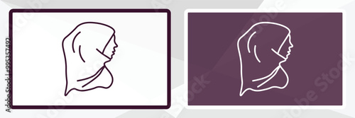 Wallpaper Mural hijab veil outline icon. Linear vector from religion concept. Thin line white and black hijab veil icon isolated on white and dark background Torontodigital.ca