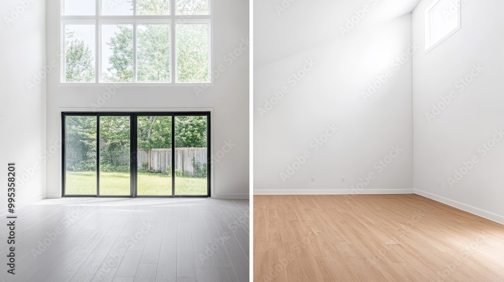 Bright and Spacious Empty Room with Large Windows Bright and Spacious Empty Room with Large Windows