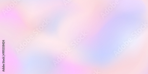 Abstract holographic pastel light pink, soft lavender, pale peach, baby blue gradient background for web header, banner design. Cute hologram backdrop, smooth texture
