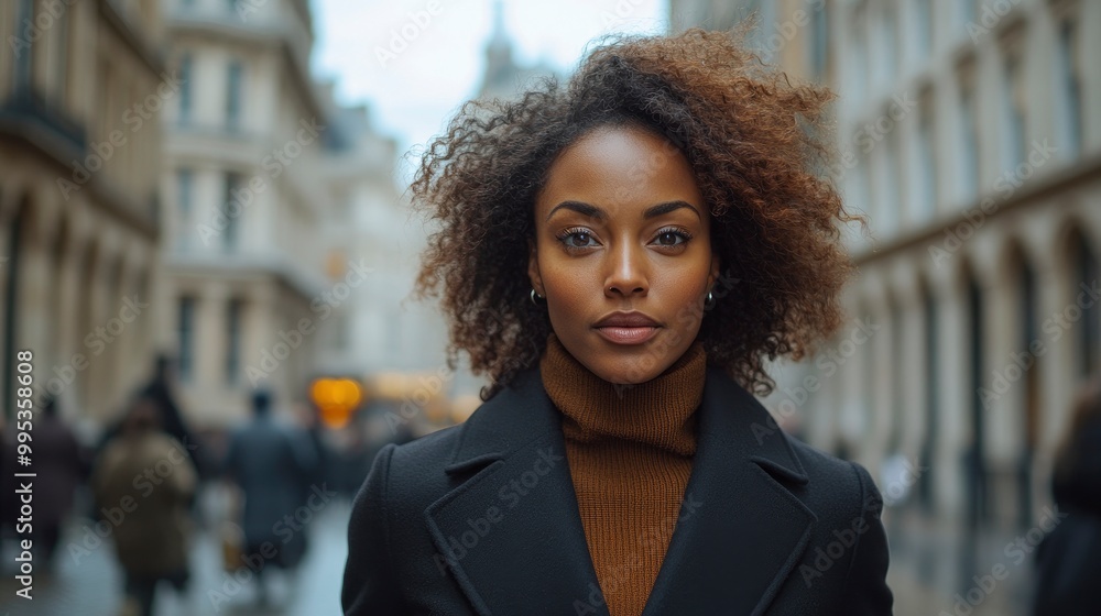 Confident Woman Walking Through City Street Confident Woman Walking Through City Street