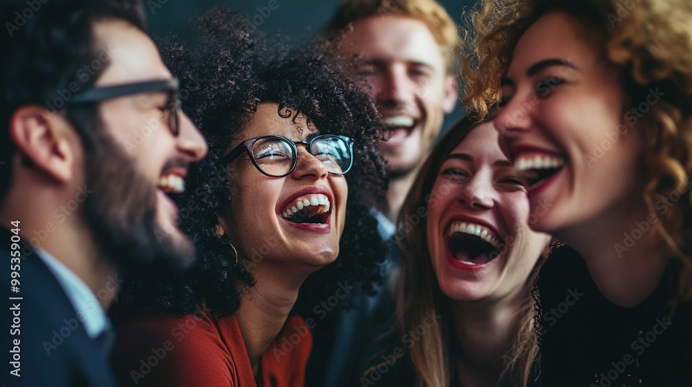 Fototapeta premium Joyful Moments Among Friends in Candid Laughter