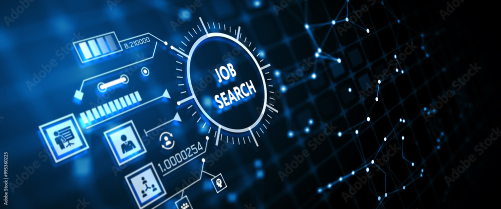 Fototapeta premium Business, Technology, Internet and network concept. Job Search human resources recruitment career. 3d illustration