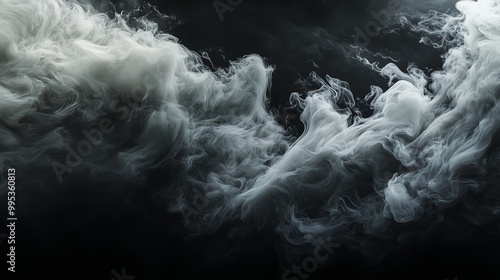 Experience a stunning fog scene with swirling clouds on a black background—perfect for your logo mockup.