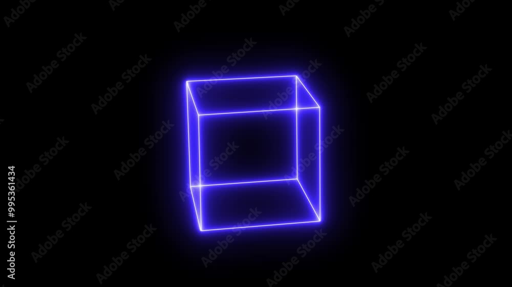 Neon cube frame. square magenta grid with magical glow 3d render in dark space. Geometric portal with simple futurist Neon cube frame. square magenta grid with magical glow 3d render in dark space. Geometric portal with simple futurist
