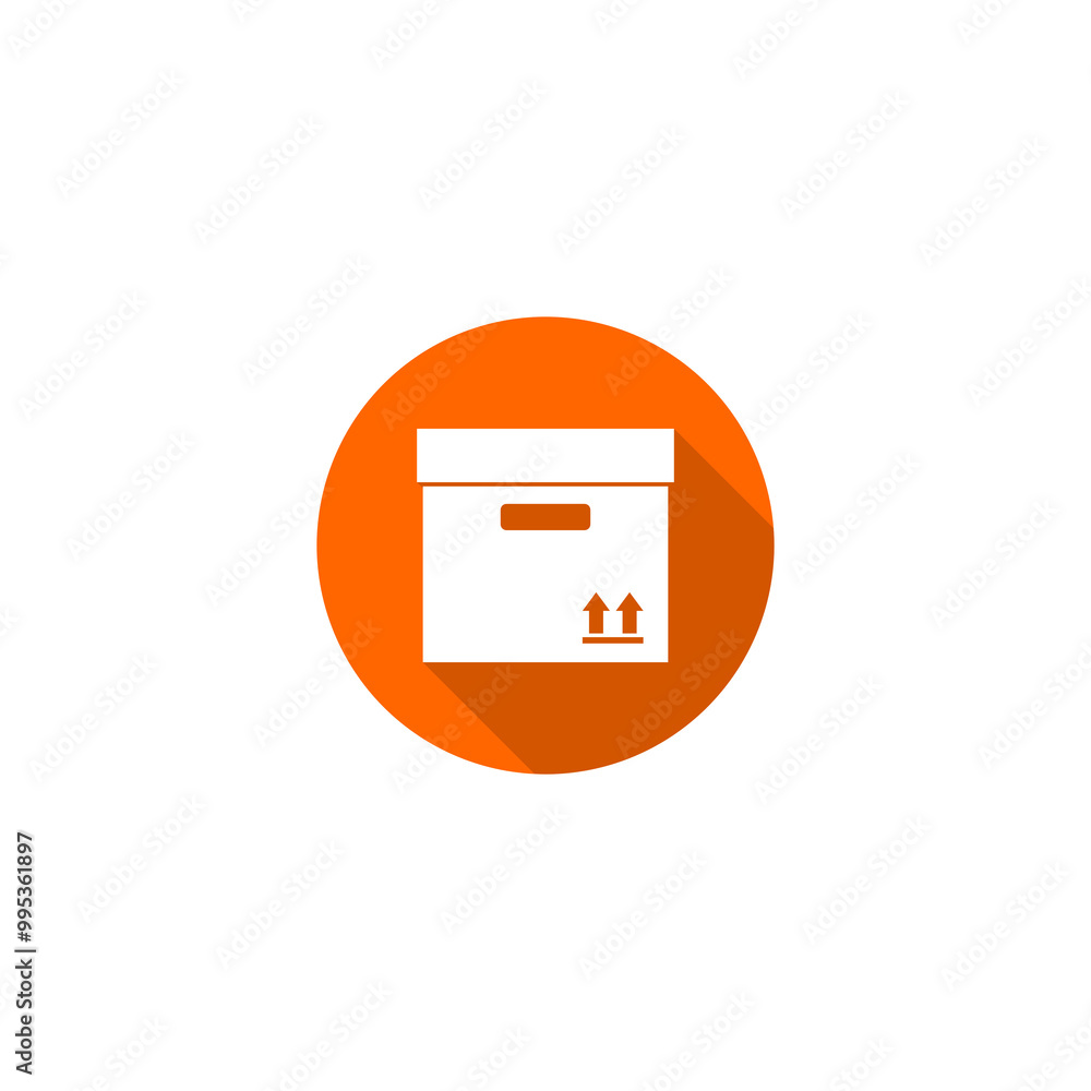 Box flat design with long shadow icon isolated on transparent background Box flat design with long shadow icon isolated on transparent background