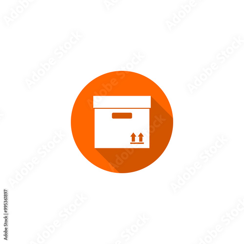 Box flat design with long shadow icon isolated on transparent background