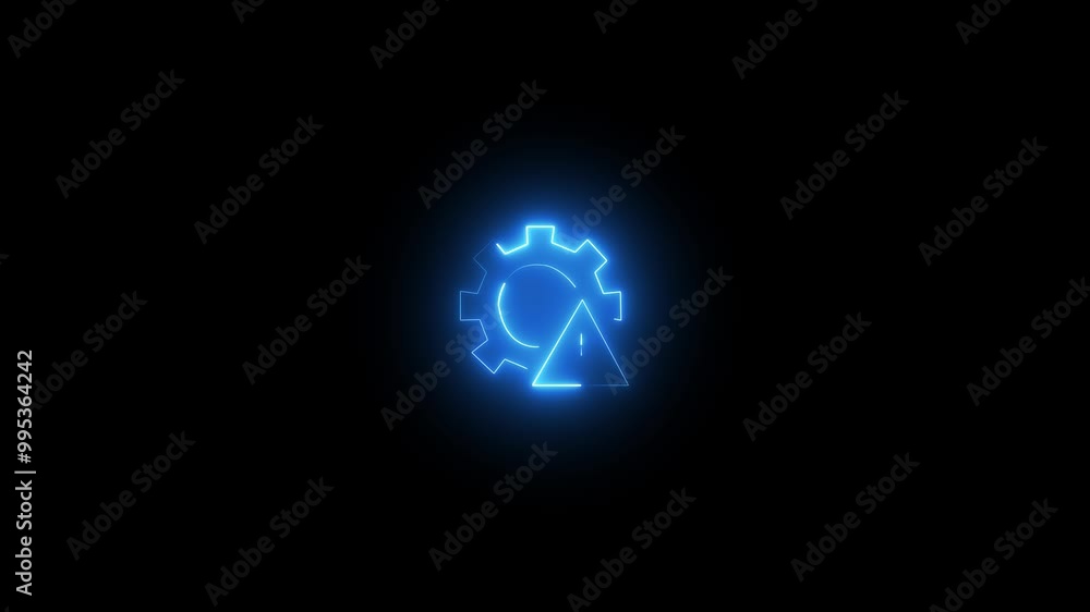 Glowing blue color neon line setting icon, Settings icon animation isolated on black background. 4K video Glowing blue color neon line setting icon, Settings icon animation isolated on black background. 4K video