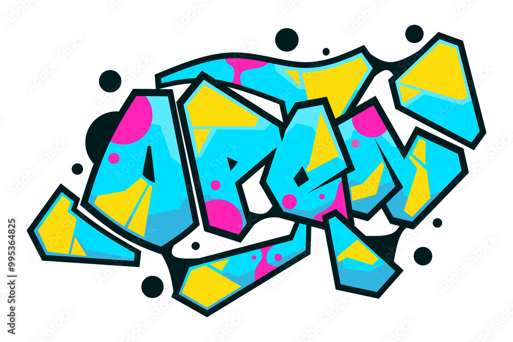 Naklejka premium open word graffiti text sticker illustration