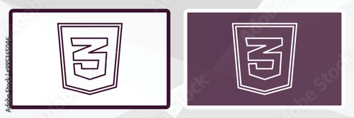 css outline icon. Linear vector from programming concept. Thin line white and black css icon isolated on white and dark background