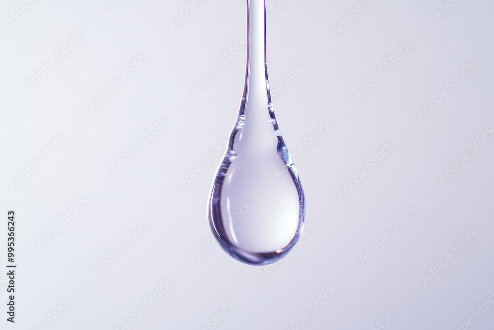 A Single Teardrop Hanging Against a Light Purple Background A Single Teardrop Hanging Against a Light Purple Background