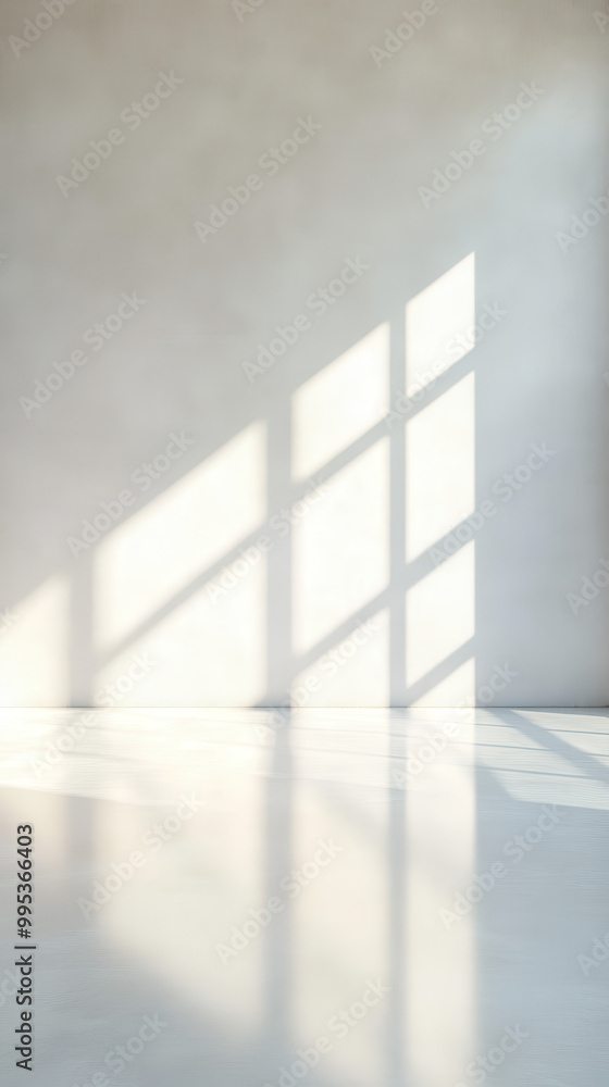 A white room with a window and a shadow on the wall A white room with a window and a shadow on the wall