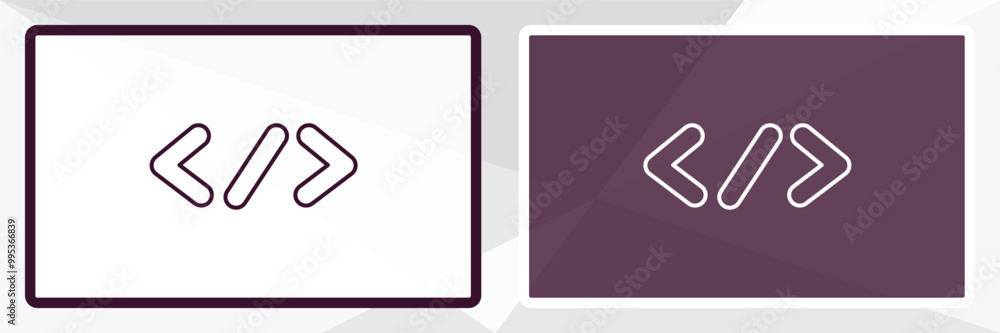 Obraz premium coding outline icon. Linear vector from programming concept. Thin line white and black coding icon isolated on white and dark background