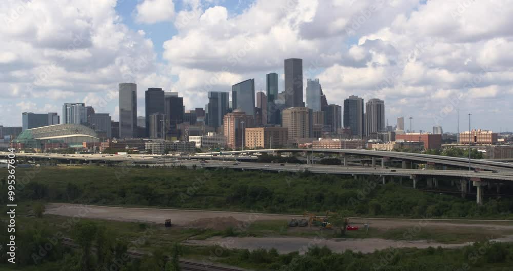 Establishing drone shot of downtown Houston, Texas Establishing drone shot of downtown Houston, Texas