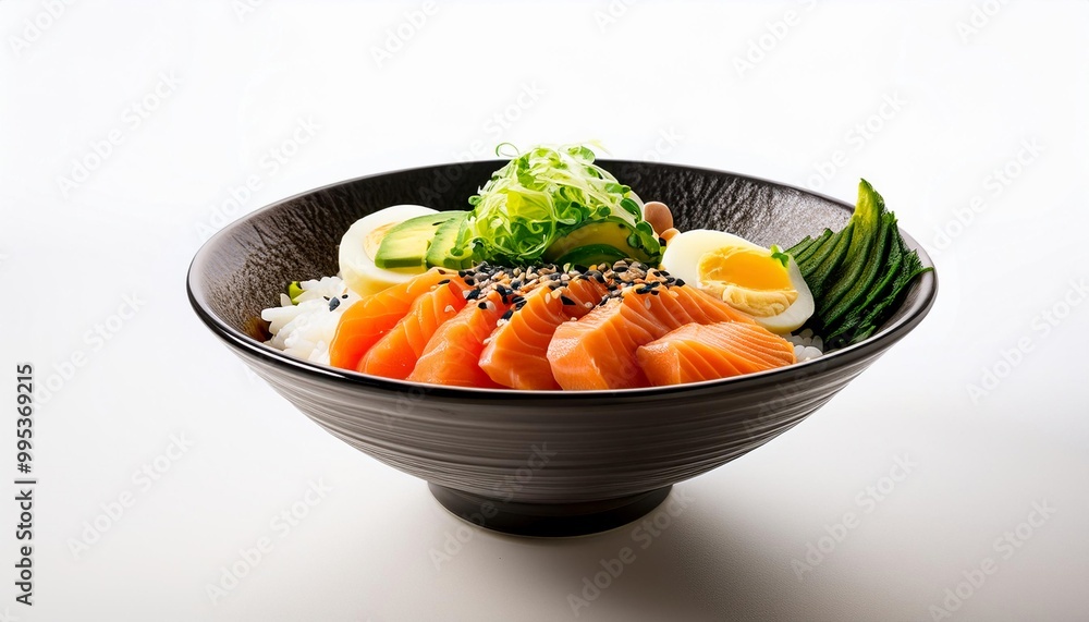 Japanese Food, Donburi on white background isolated. Japanese Food, Donburi on white background isolated.